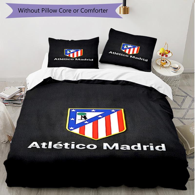 3pcs Duvet Cover Set (1*Duvet Cover + 2*Pillowcase, Without Core), Atletico Madrid Print Soft All‑Season Bedding Set, Home Bedroom Decor Gift