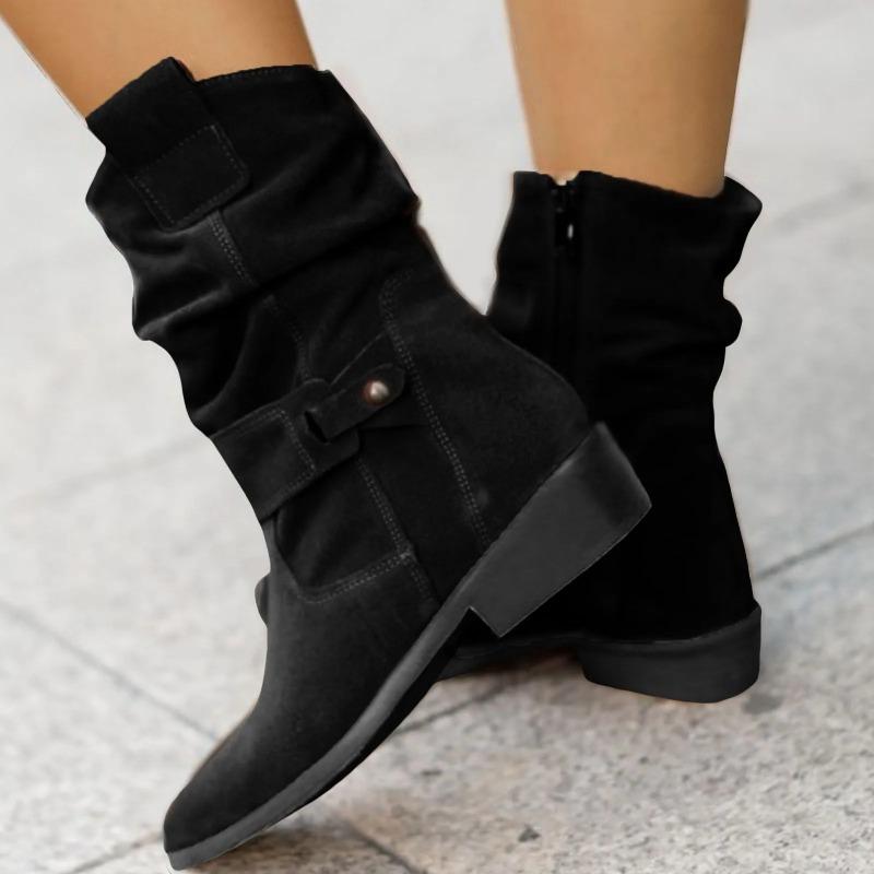 Dámské kotníkové boty Zimní móda Nízký podpatek Semiš Dámské boty Klasické Hnědé Černé Lehké Měkké Pohodlné Plataforma Mujer
