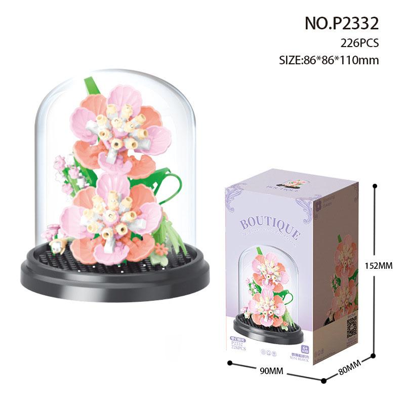 Idea Micro Diamond Block Flower Bricks Rose Sunflower Orchid Violet Peach Blossom Nanobrick Toys Exhibition Booth For Girl Gift