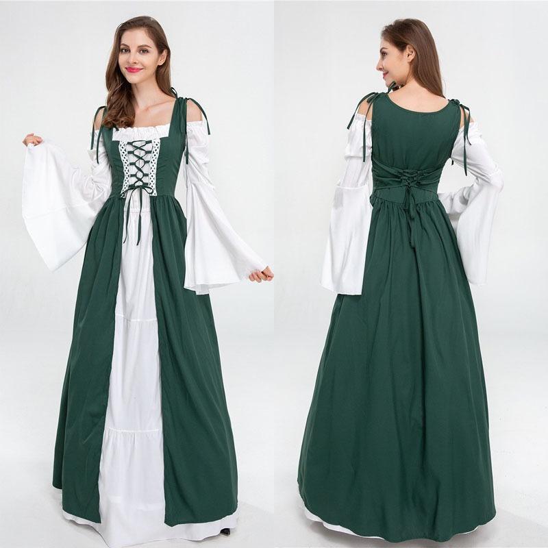 Kolekcja Halloween Średniowieczny Vintage Styl Dworski Słodki Patchwork Wiktoriańska Suknia Kostium