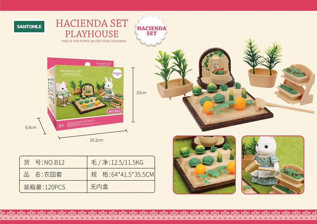 Forest Home Animal Family Mini Rabbit Villa Living Space Kitchen Sleeping Area Garden Micro Furniture Set Girl Pretend Engage With Toy Model