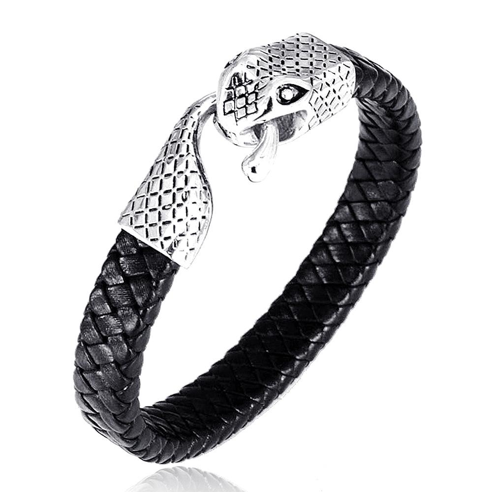 Retro foreign trade jewelry trendy men s personalized stainless steel bracelet, punk style snakehead bracelet