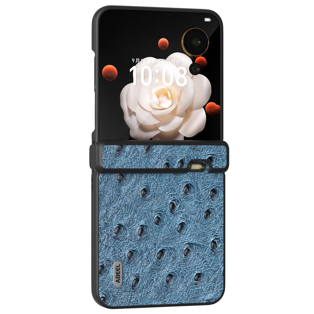 Für Honor Magic V Flip 5G Hülle Scharnierdesign Echtes Rindsleder+PC Handyhülle