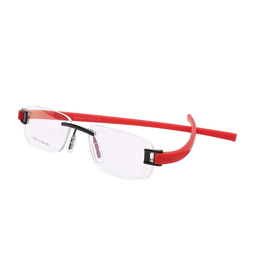 RSINC Combo Black-Black -Black Red Rimless Frame/Eyeglass/Spectacle, Optical, Prescription, for Men and Women, 51-18-140