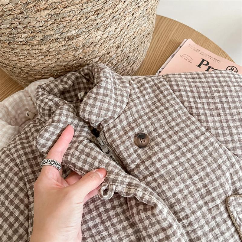 Winter Toddlers Kids Plaid Thicken Coats Fleece Children Warm Outerwear