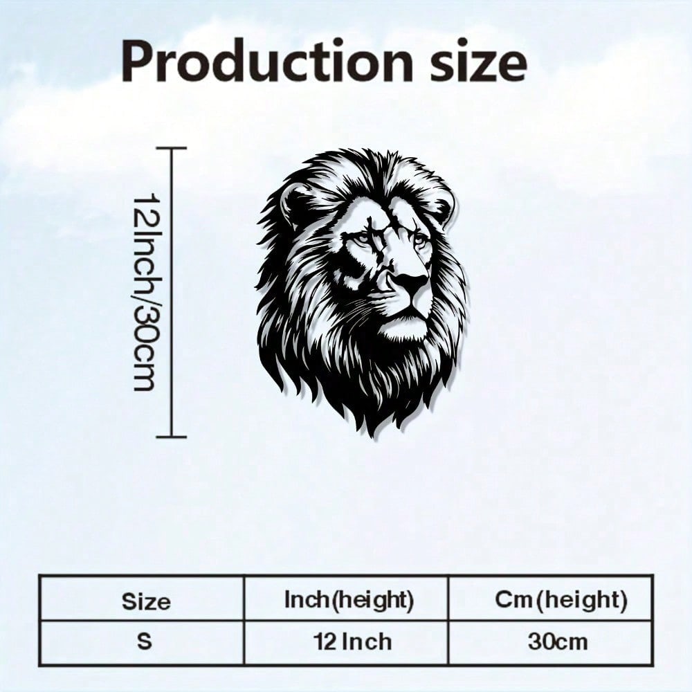 Modern Metal Lion Head Wall Art, Black & Green Rust-Proof Iron Decor