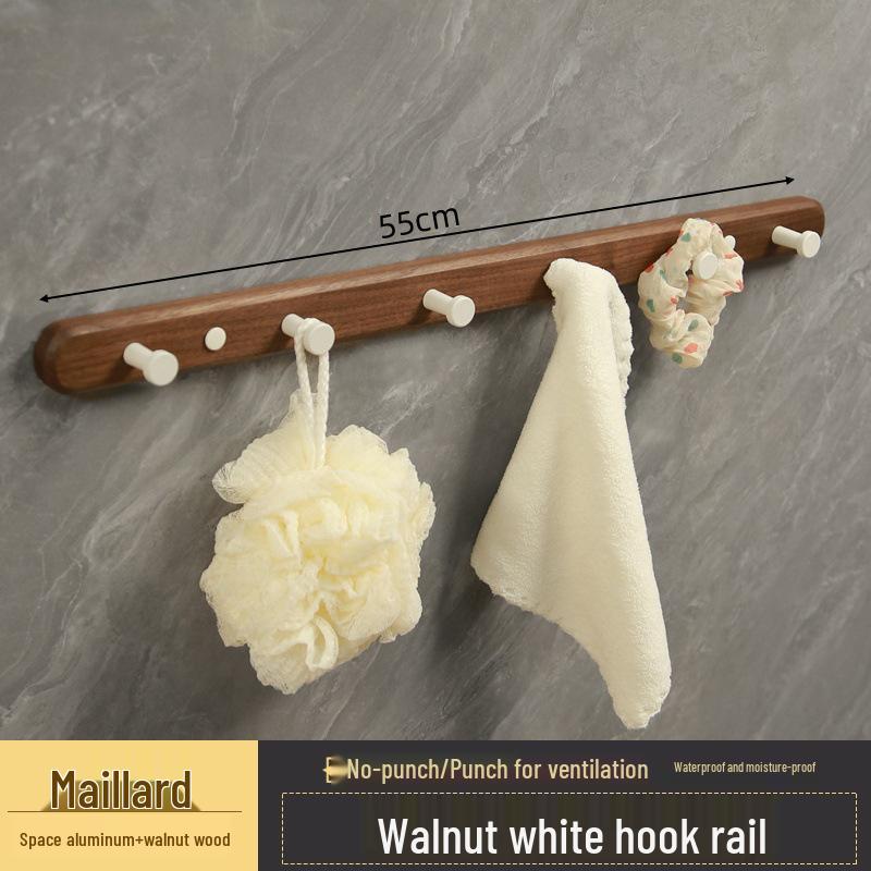 Walnut Wall-Mounted Hook for Clothes & Hats, No-Punch Installation for Door Back or Entrance Hall