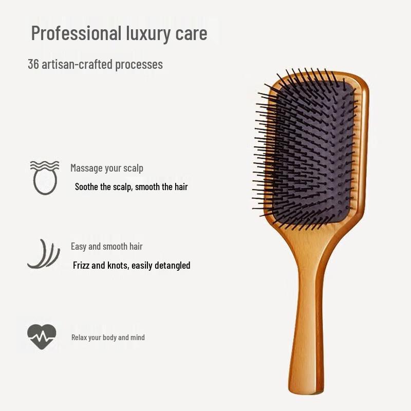Beechwood Cushion Massage Hair Comb