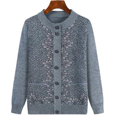 Γυναικεία Πλεκτή Μπλούζα Μεσήλικης με Μοτίβο, Φαρδιά, Μεγάλο Μέγεθος, Ζακέτα με Μακριά Μανίκια