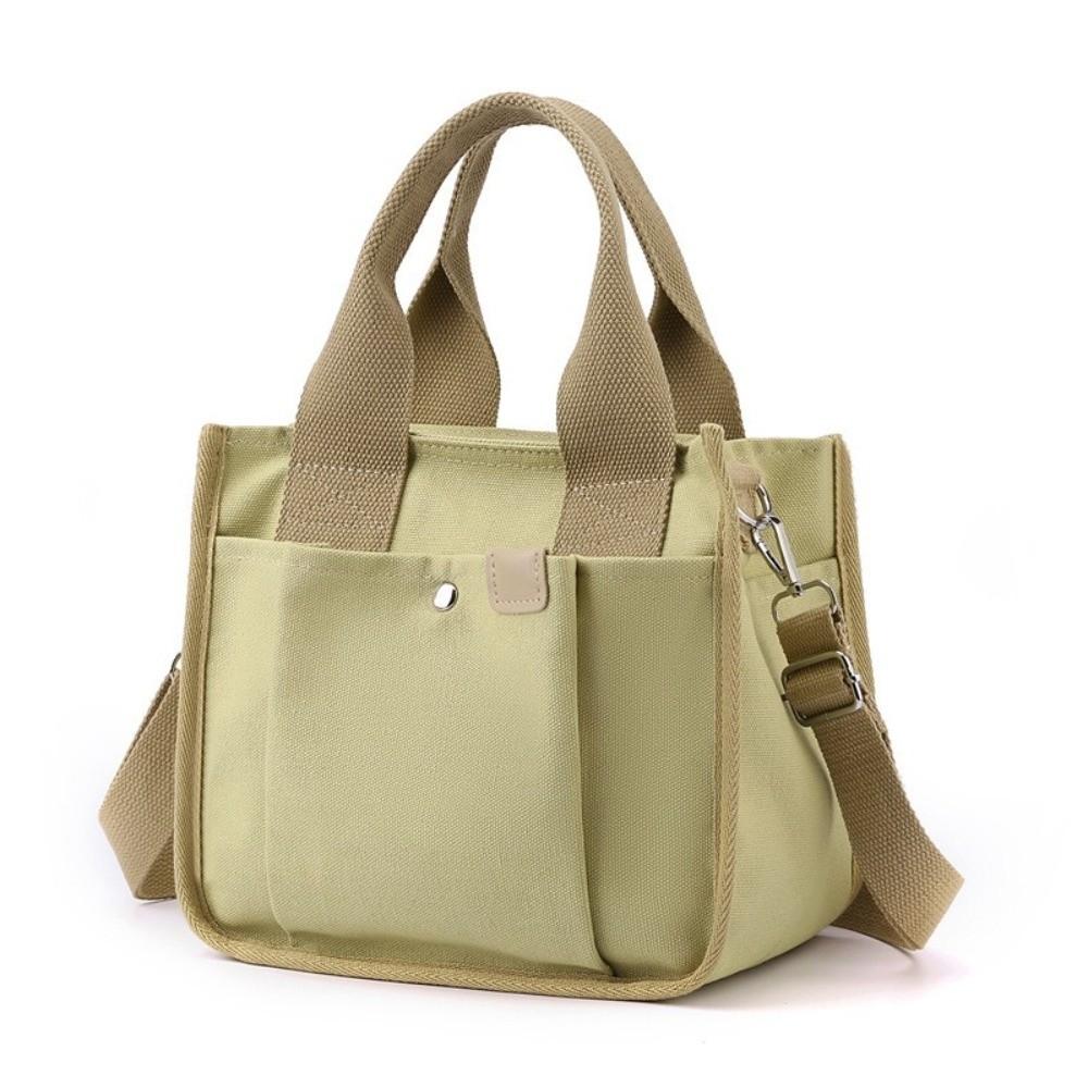 Zipper Japanese Style Crossbody Bag Handheld Solid Color Tote Bag Canvas Shoulder Bag Students