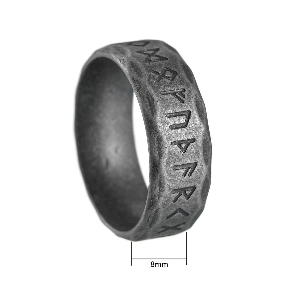 HNSP 316L Stainless Steel Viking Rune Signet Ring For Men Vintage Jewely Finger Accessories Male US Size