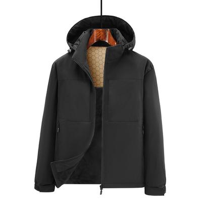 Autumn and Winter Coat Men's Hooded Velvet Thickened Large Size Windbreaker Jacket for Young and Middle-aged People