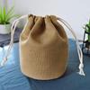 Round Bottom Canvas Drawstring Pouch with Inner Pocket