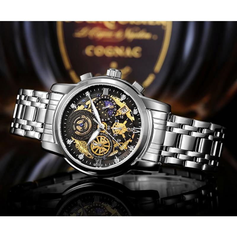 WWOOR Skeleton Watch Trendy Business Men's Watches Waterproof Fashion Quartz Men's Watches