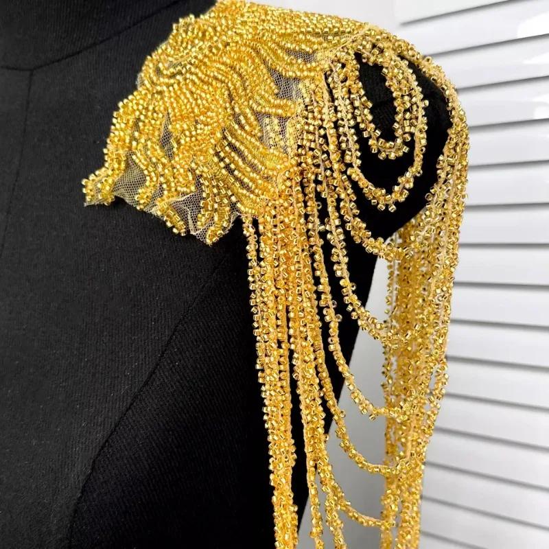 Fashion A Pair Tassel Chain Sequin Shoulder Ornaments Wedding Dress Performance Clothing DIY Sewing Patch Handmade Accessories