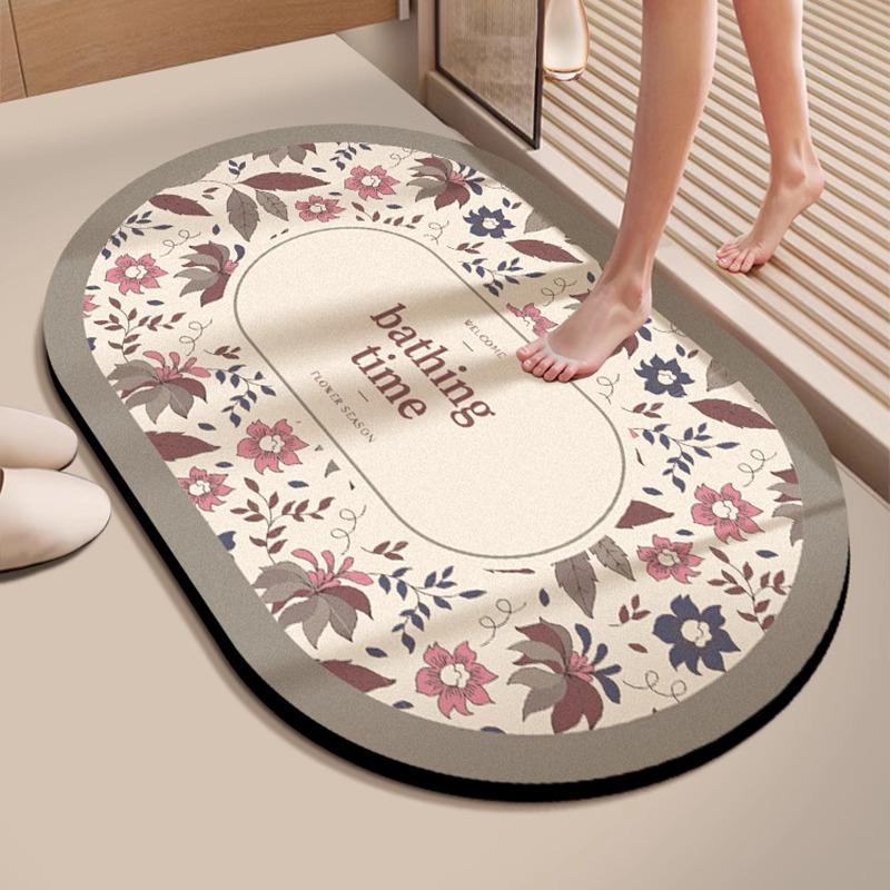 Anti-Slip Diatom Mud Bathroom Mat: Water-Absorbent, Stain-Resistant, Easy-Clean Floor Mat for Toilet Entrance