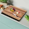 Acacia Wood Stove Top Cover W/ Gold Handles, Modern Rectangular Kitchen Countertop Protector - Max Load 20kg/44lbs, 29x21x0.5 In