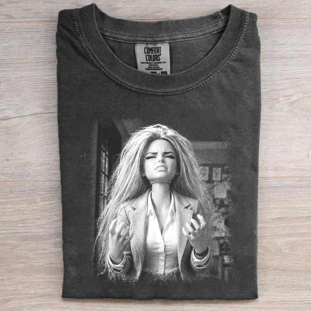 Comfort Colors® Angry Doll T-Shirt, Funny Frustrated Doll Graphic Tee, Gift For Her, Retro 90s Meme Shirt, Black And White Photo Tee