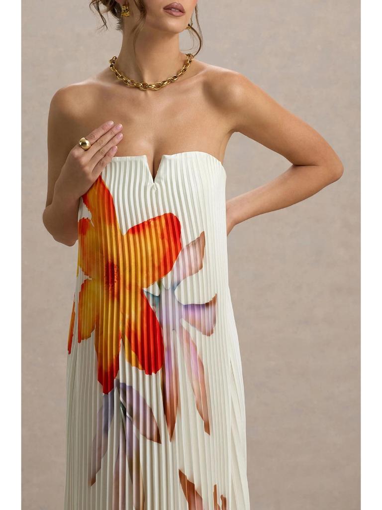 2026 Strapless Pleated Long Dress - Women's European & American Style