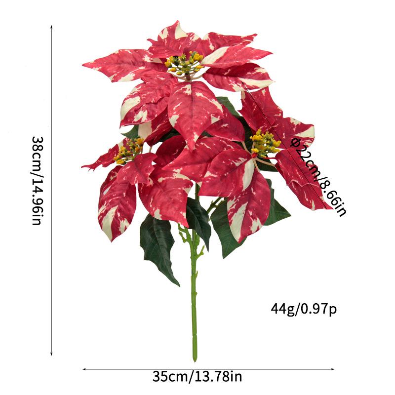 Poinsettia Artificial Flowers for Christmas Window Decorations - 3 Bouquets, 6 Colors - Perfect for Parties & Arrangements