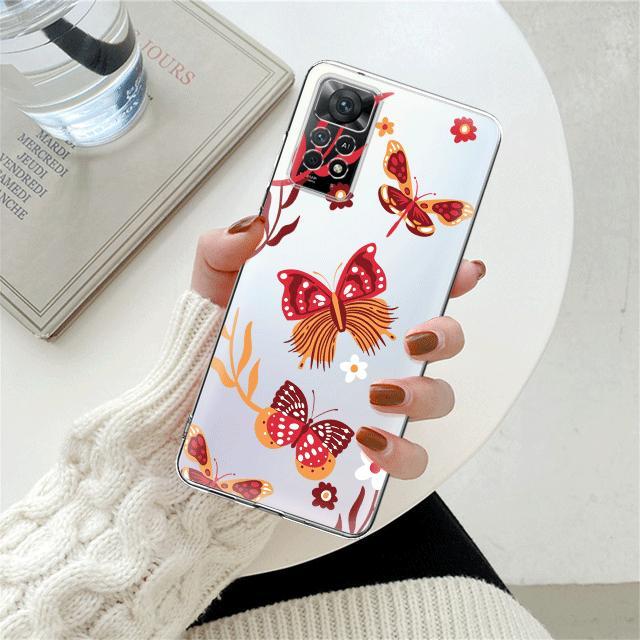 

Прозрачный чехол с цветком, бабочкой и кроликом для Xiaomi Redmi Note 12 7 8 9 8t 11t 8 10 Pro 9s 10s 11 11s для Mi 9a 9 9c 9t 10 10c K40 Redmi K40