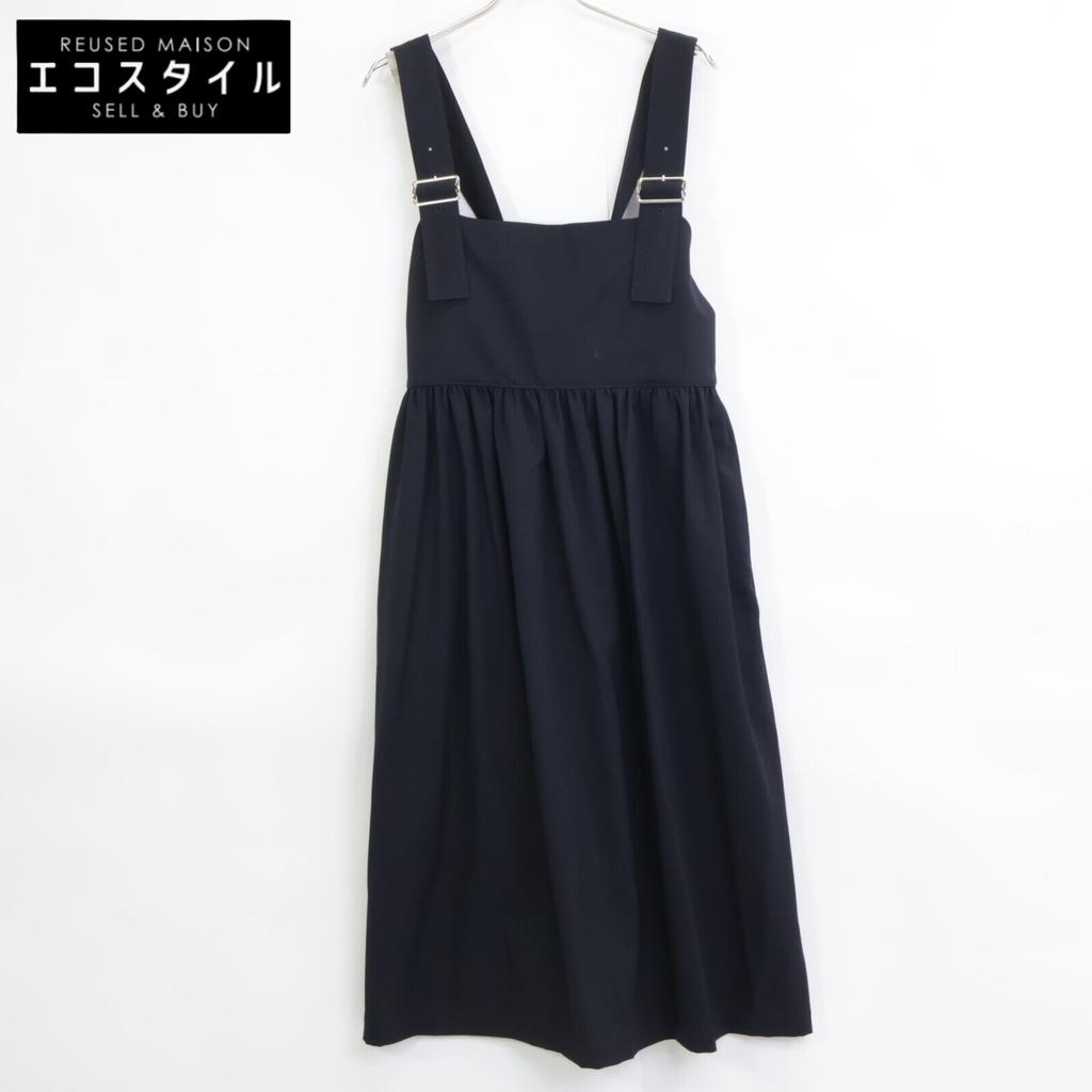 TAO COMME Des GARCONS TC-A101 Navy Wool Gambare Piece-Dyed Jumper Skirt Skirt M NavyUsed