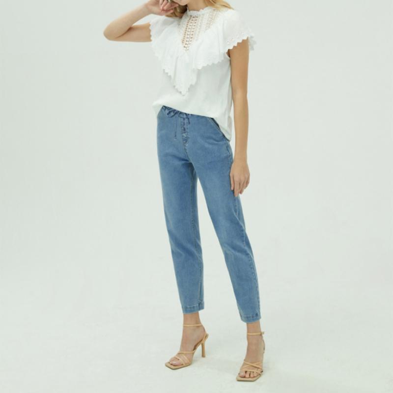 Baiyu Women New Tapered Denim Pants Dsbw 2 Piece Set