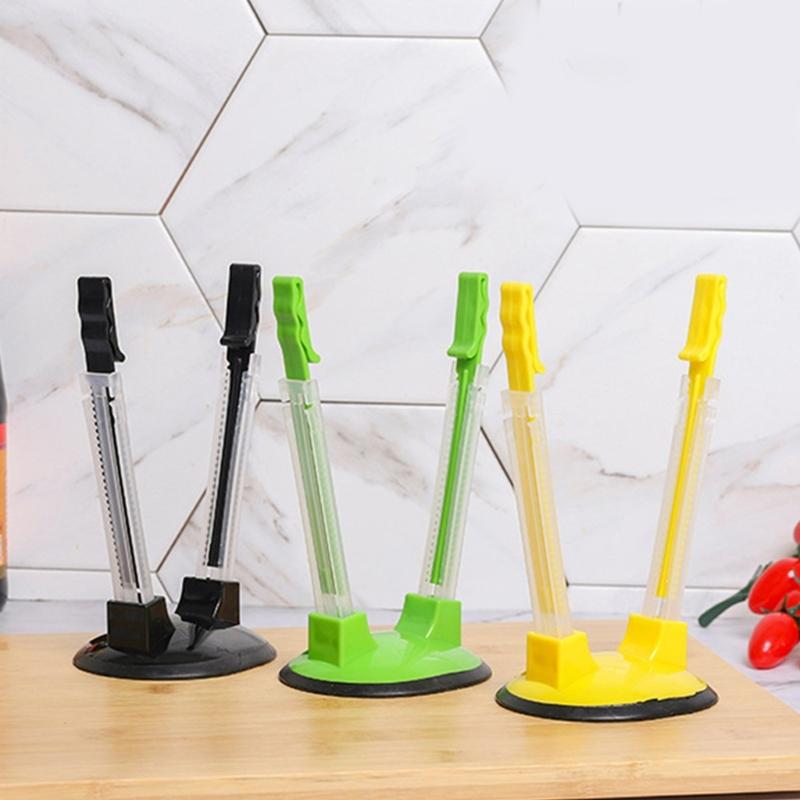 Plastic Freezer Bag Stand Secure Nonslip Base Adjustable Clip Kitchen Meal Preparation Organiser Storage Rack