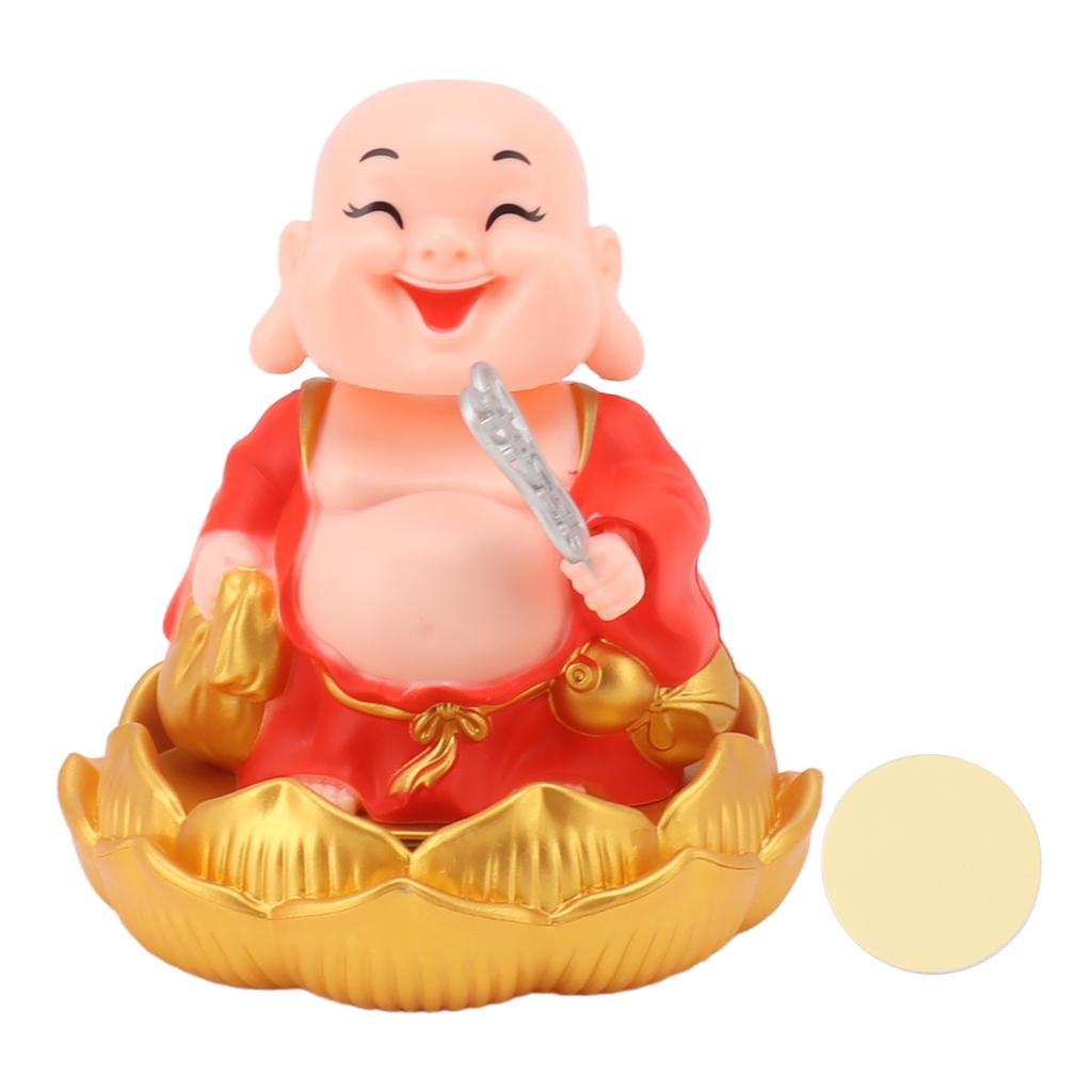 Solar Buddha Statue Solar Nodding Maitreya Car Ornament Decoration Shaking Head Toy for Wealth and Fortune