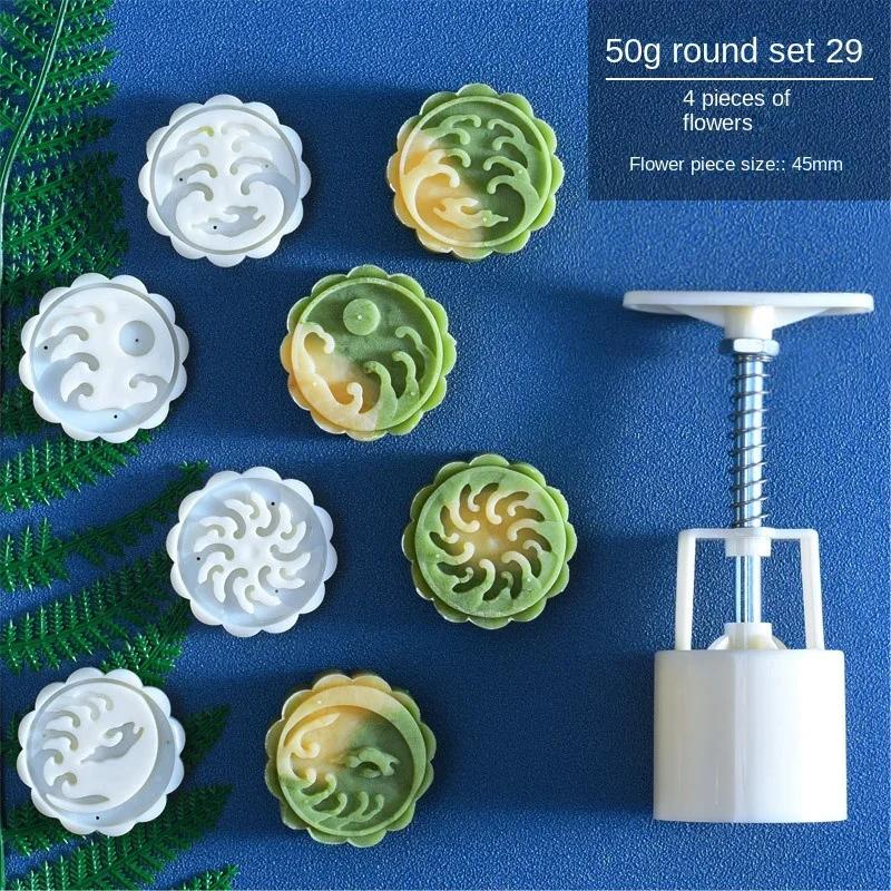 Hand Pressed Mooncake Mold Flower Shape DIY Baking Tool for Snow Skin Mung Bean Cake Making Kitchen Pastry Supplies