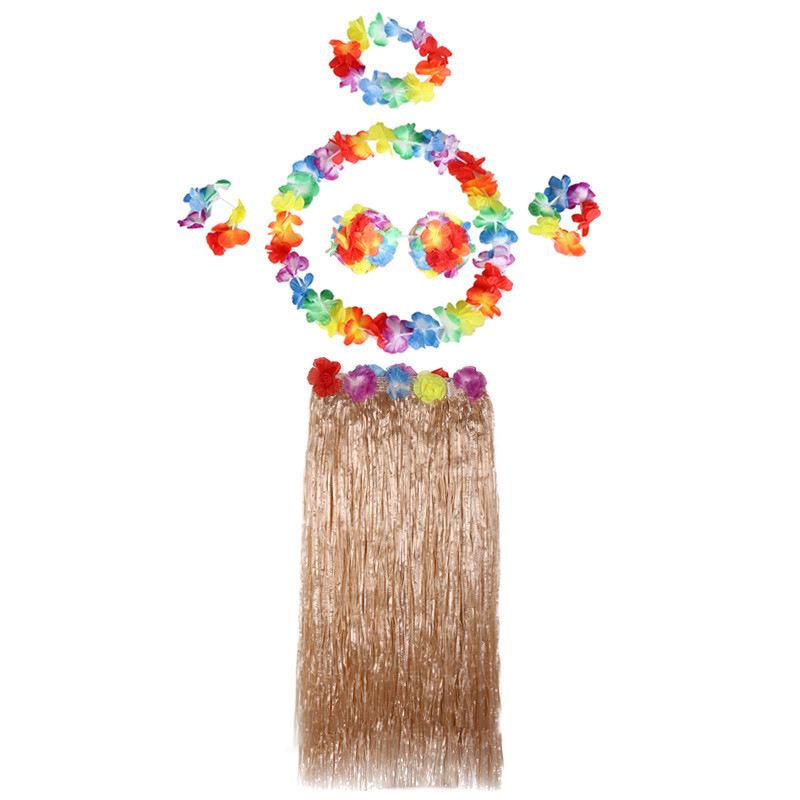 80cm Hawaiian Hula Skirt Set: Single/Double Layer for Children & Adults – Perfect for Performances & Seaweed Dance