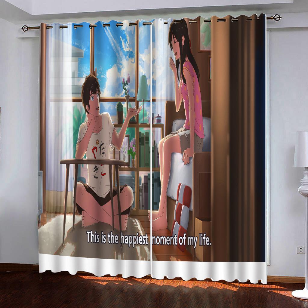 Japanese Anime Your Name Series Digital Printing Any High Density Blackout Curtains