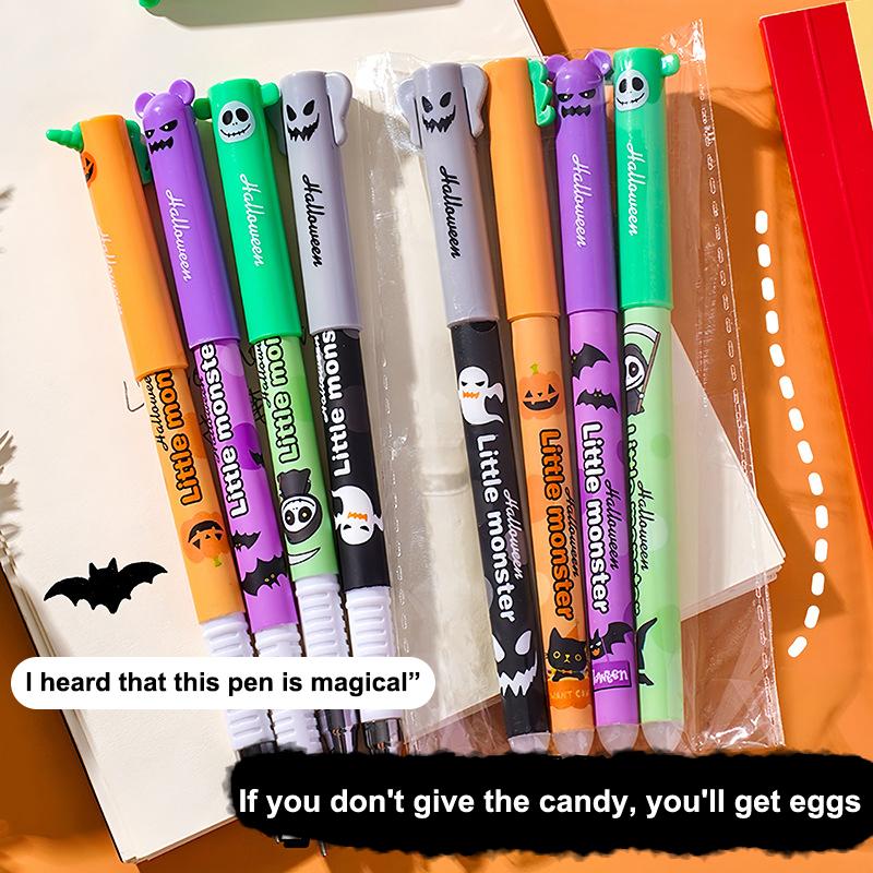 4 Pcs Cartoon Halloween Christmas Erasable Gel Pen Cute 0.5Mm Blue/Black Ink Signature Pens School Supplies Student Gifts