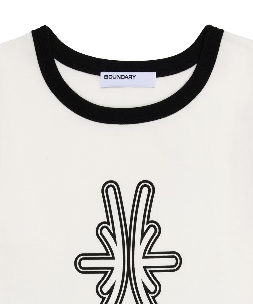 BOUNDARY Decalcomania Slim Fit Ringer T-Shirt [Ivory]