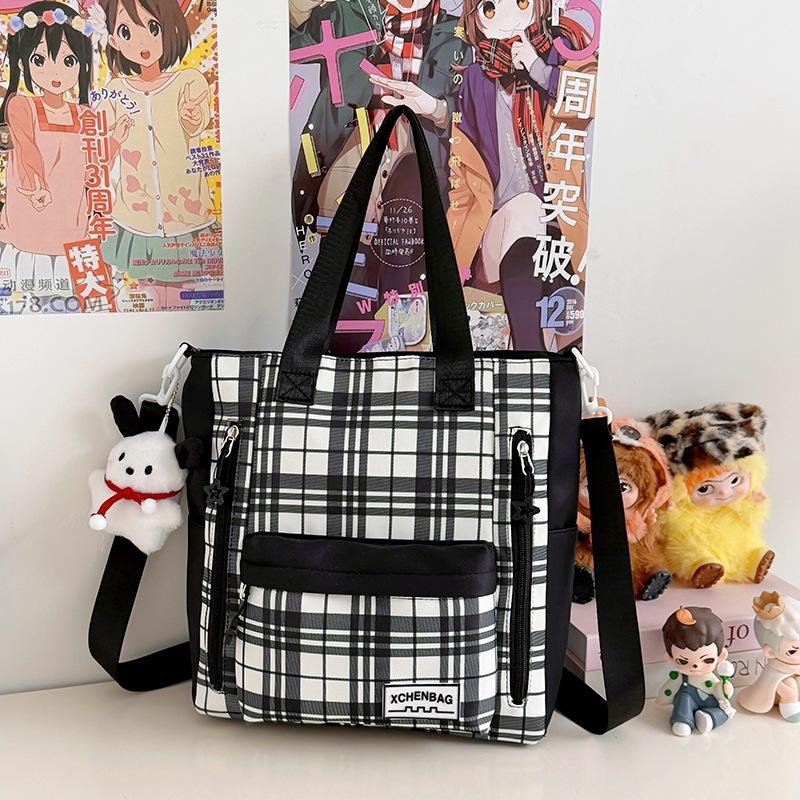 Schoolbag1011 New Plaid Backpack, Student Schoolbag, Women's Large-capacity, Lightweight and Simple, Junior High School Student Shoulder Make-up Bag