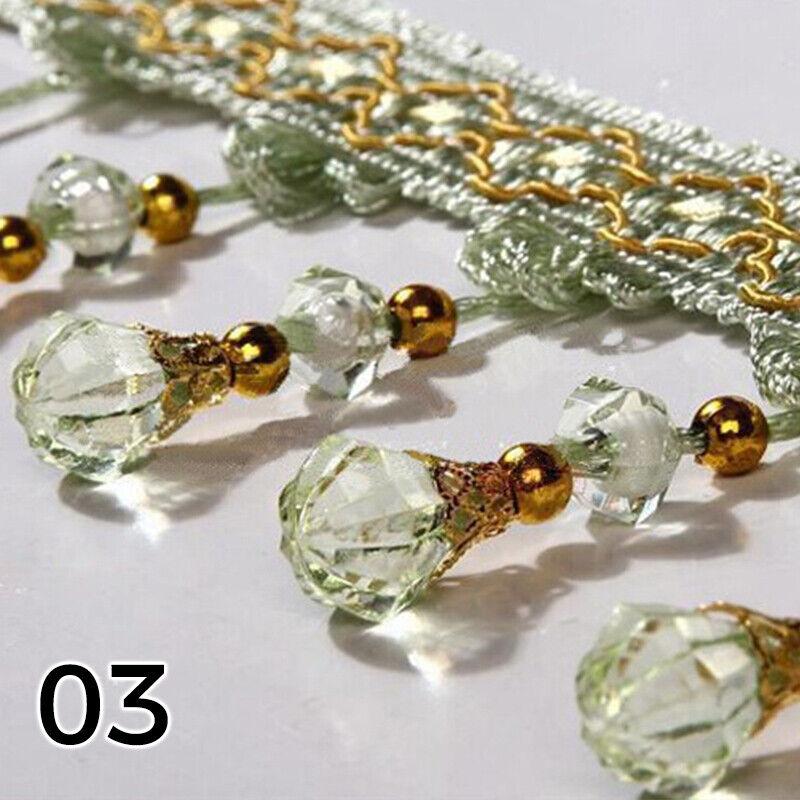 12M Tassel Fringe Trim Pumpkin Crystal Beaded Ribbon Sewing Curtain Lace Materia Bead Drapery Sewing Textile Decoration