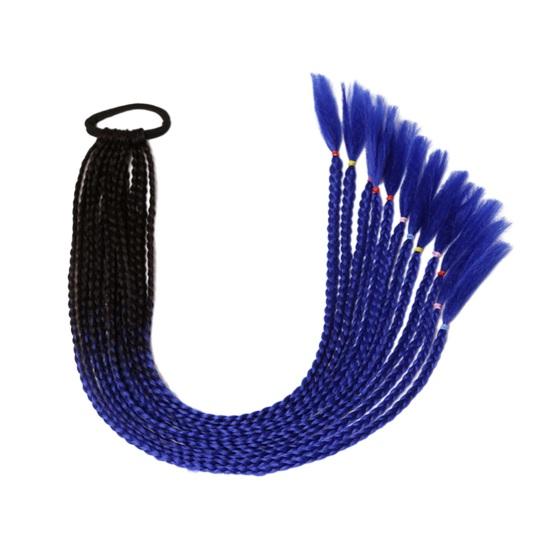 Gefälschte Pferdeschwanz-Perücke für Frauen, synthetische, farbige, geflochtene Pferdeschwanz-Haarverlängerung mit elastischem Gummiband, rutschfeste, coole Performance-Haardekoration