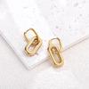 Classic Stainless Steel Double Loop Design Hoop Earrings For Women Geometric Oval Punk Hip Hop Gold Silver Color Huggie Jewelry