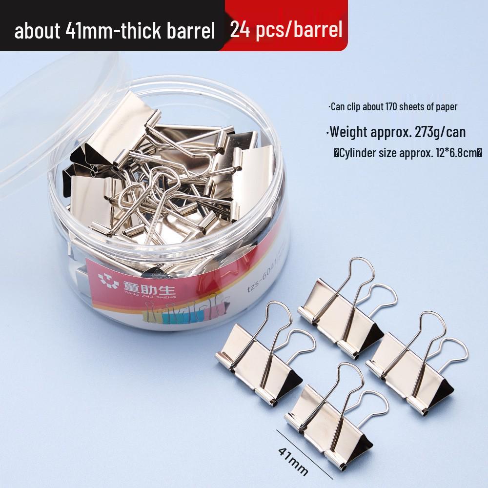 Black Metal Long Tail Clips - Stationery Folder for Documents, Student Papers, and Office Supplies.