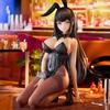 Spot Anime Fina Rabbit Girl Figure Kneeling Pose Black Latex Outfit Purple Eyes Collectible Car Dashboard Decor For Anime Lovers