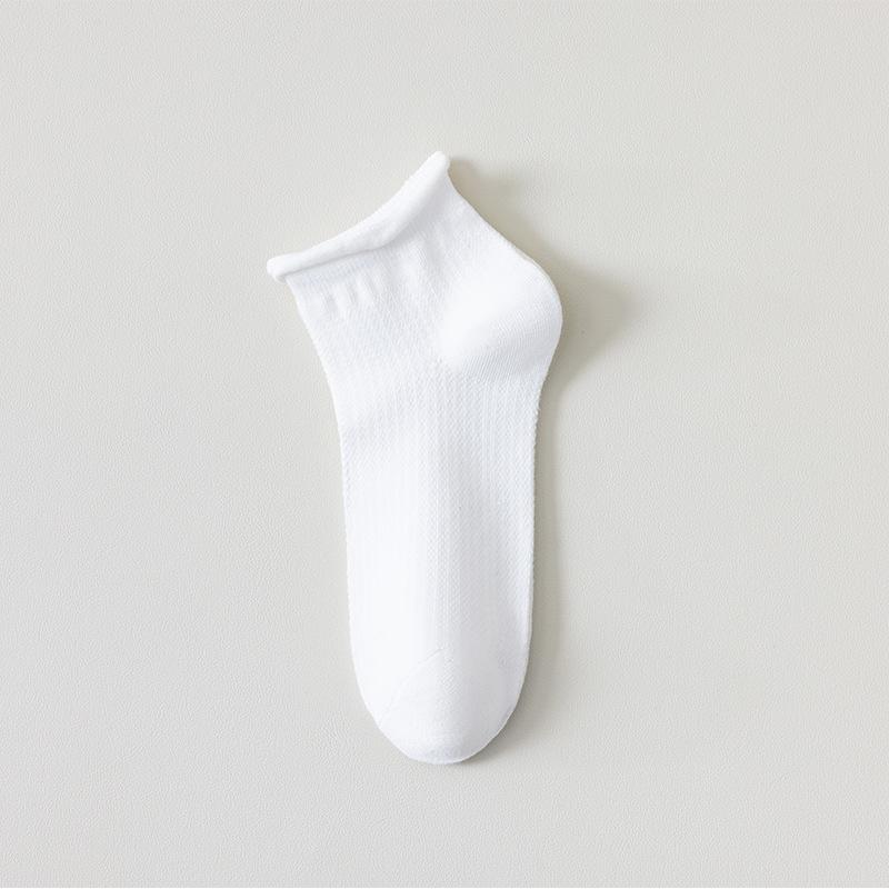Damen Sommer Dünne Modische Alles Passt Zusammen Kontraktierte Gerollte Kante Einfarbig Kurze Socken