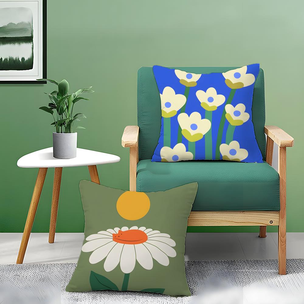 Simple Home Flower Pattern Pillow Case Pattern Printed Pillowcase For Living Room Sofa Cushion Cover & Bedroom Decor