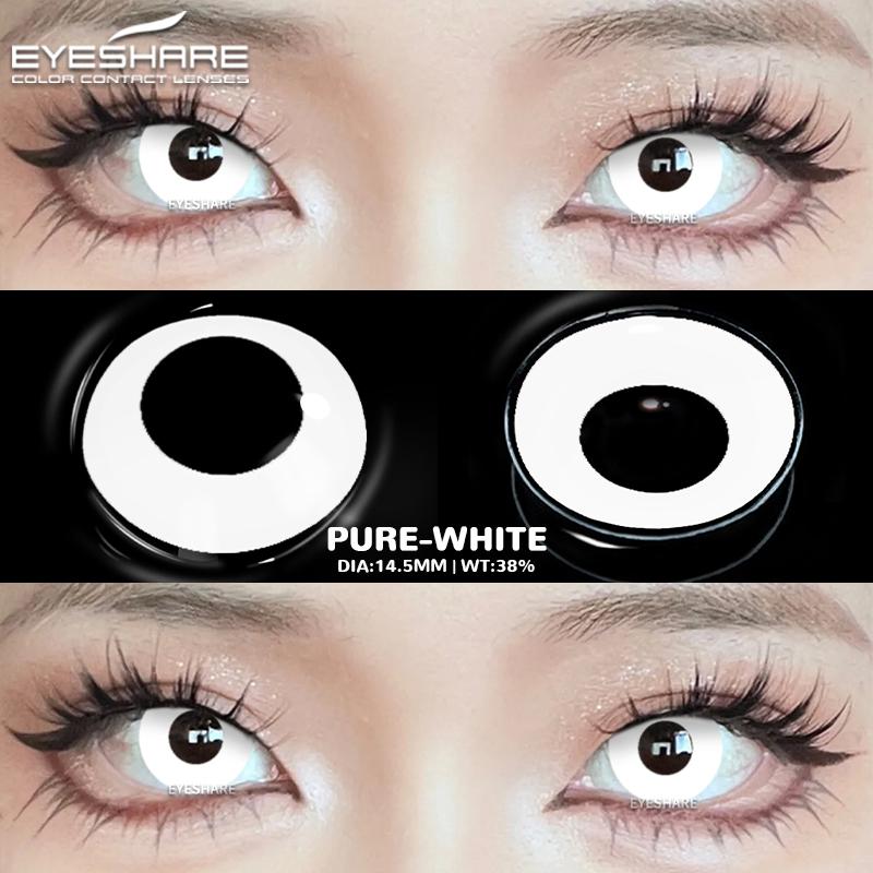 2Pcs Halloween Contact Lenses Colored Contact Lenses for Eyes Cosplay Black Lenses White Cat Eye Lens Red Lenses Yearly