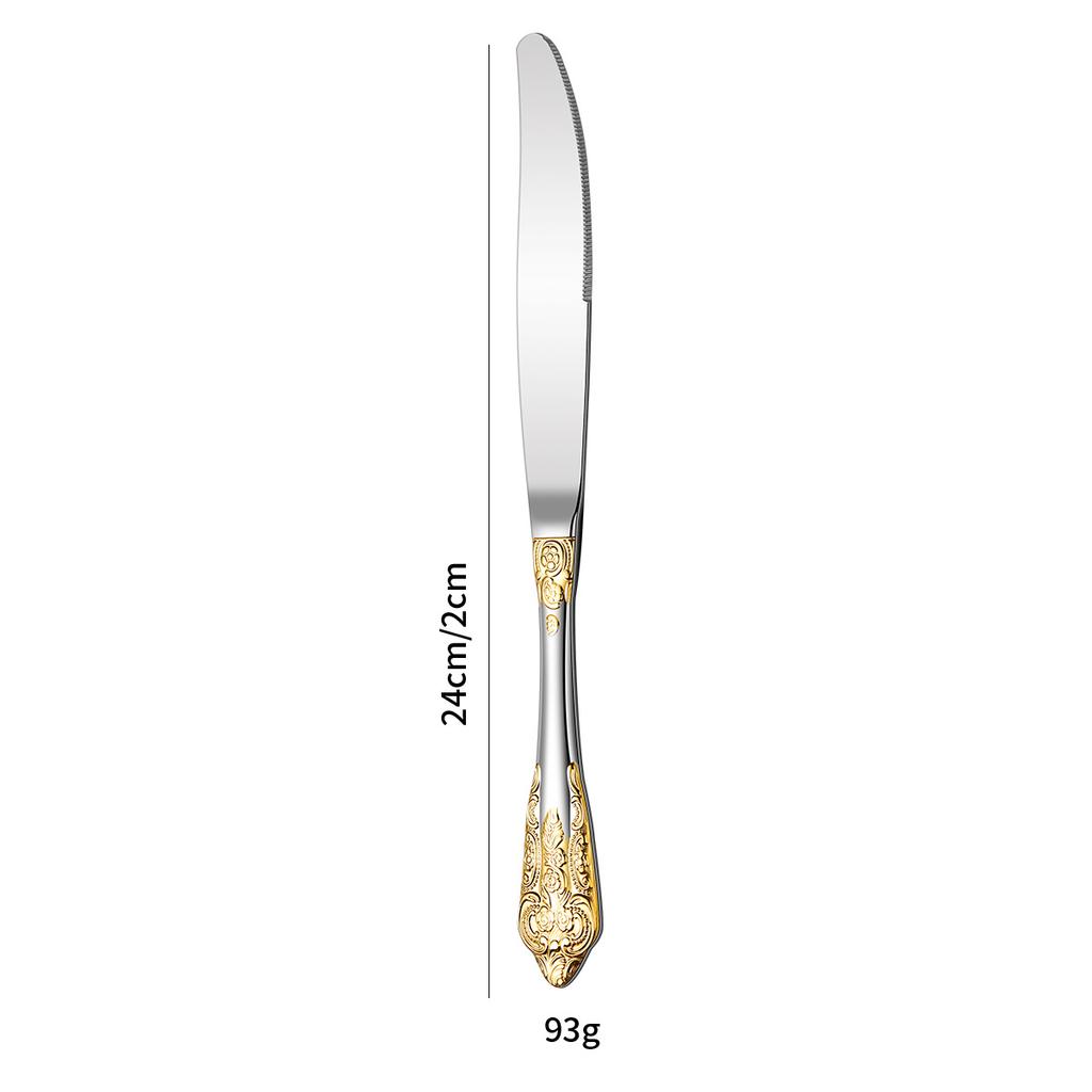 304 Palace tableware knife, fork, spoon set European retro Western tableware steak knife and fork 5-piece gold color/1pc