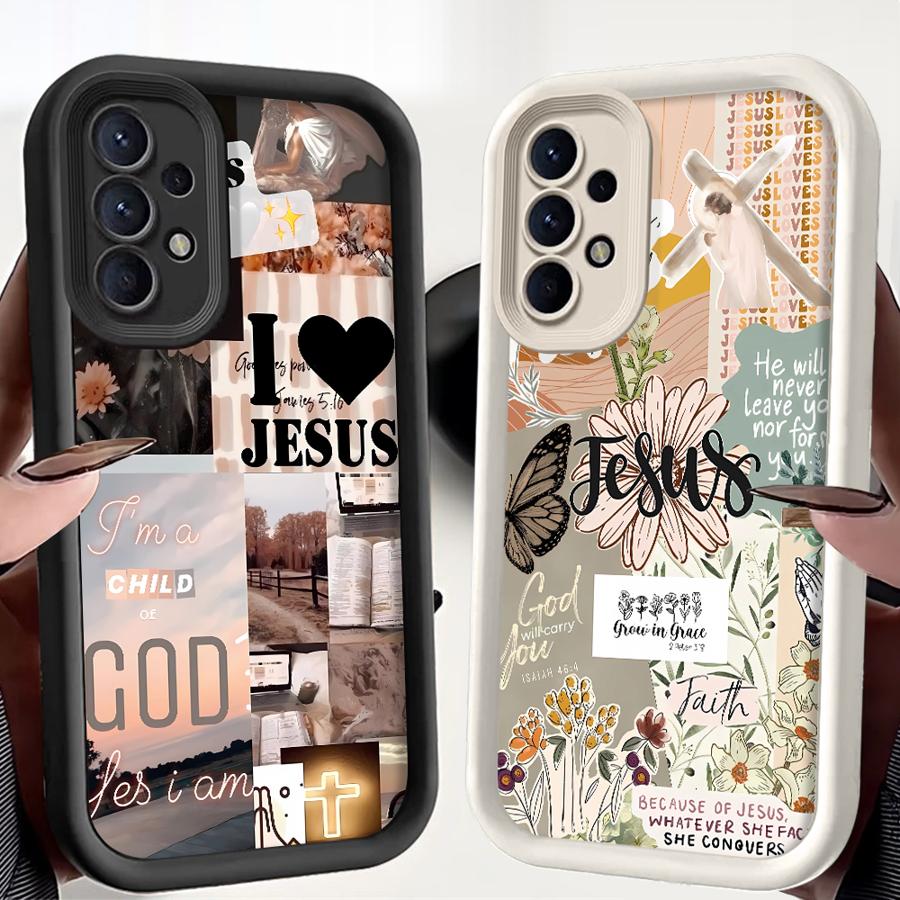 Jesus Collage Pattern Case for Samsung Galaxy A16 A15 A26 A32 A53 A54 A56 A34 A51 A73 A71 A72 A12 A13 A35 A36 A23 Phone Cover