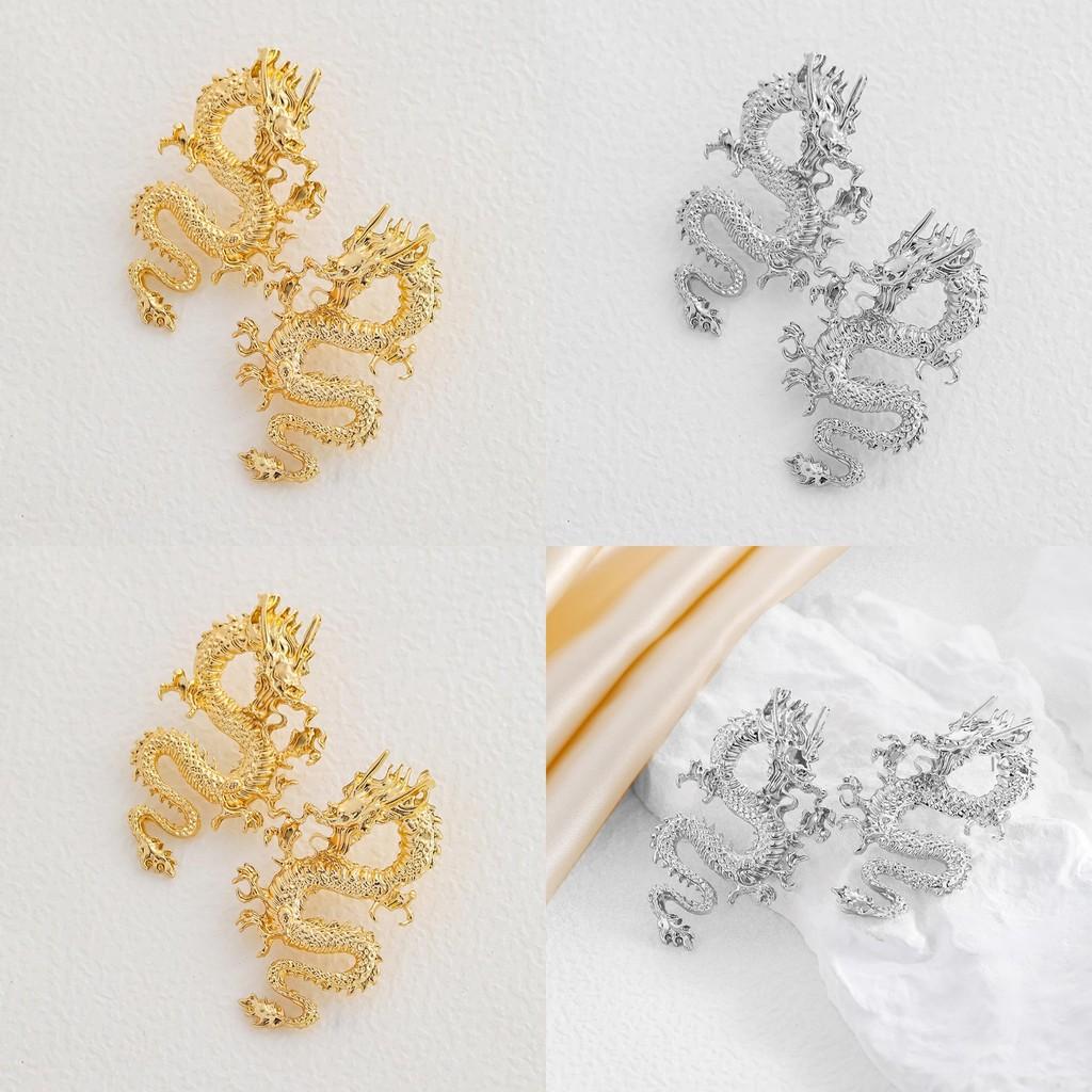 Chic Alloy Dragon Earrings Minimalist Versatile Animal Ear Studs For Any Occasion