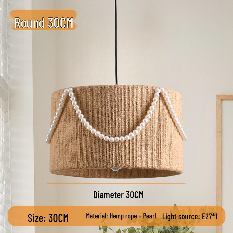 Wabi-Sabi Retro Hemp Rope Tassel Chandelier for Bedroom or Living Room