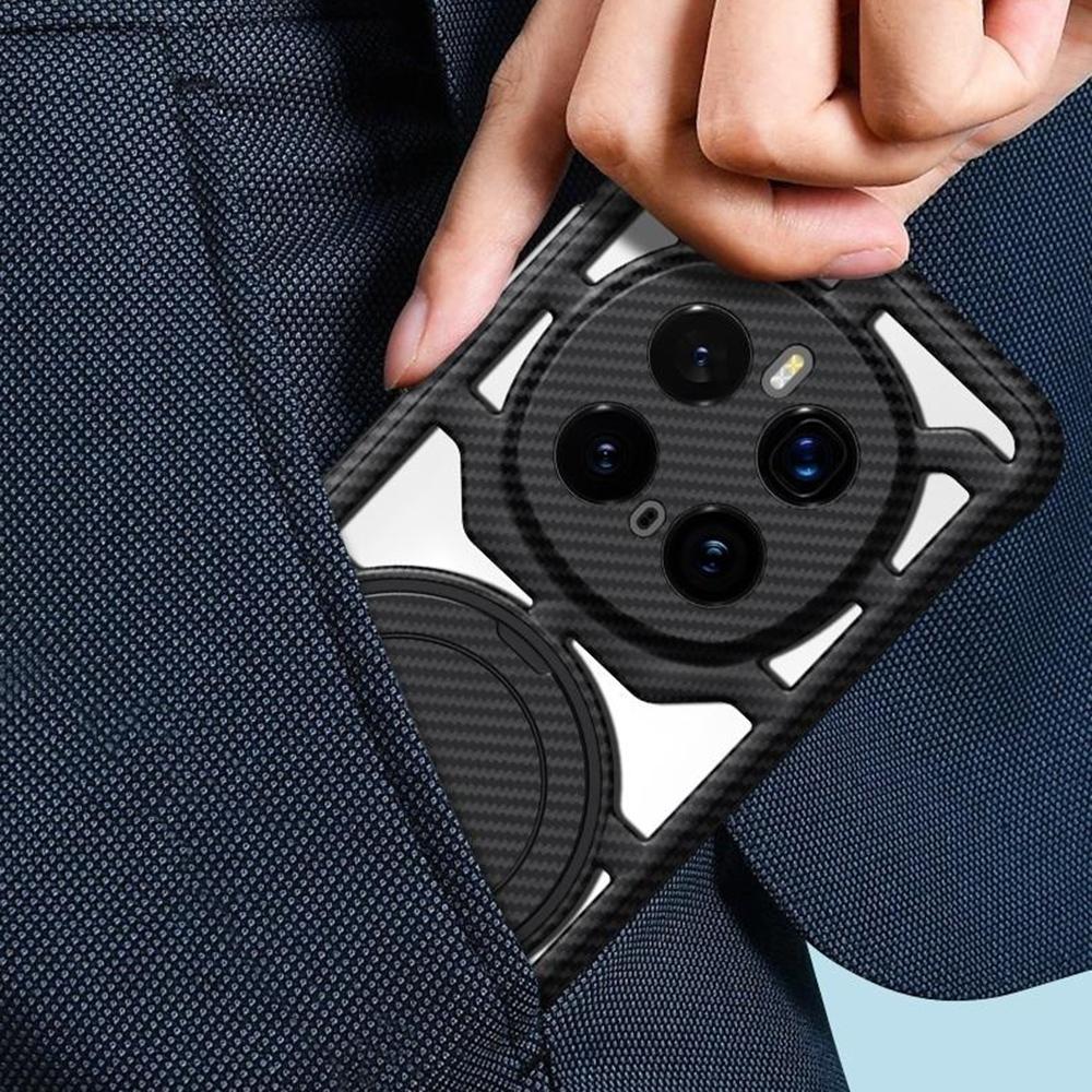 For Honor Magic7 Pro 5G Case with Kickstand Heat Dissipation Hard PC Phone Back Cover Carbon Fiber Texture