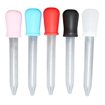 5 pipetas de transferencia de líquido de silicona transparente con escala lavable y cuentagotas calibrado transparente de 5 ml