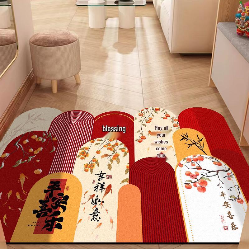 New Chinese Style Non-Slip Leather Entrance Doormat: Dirt-Resistant, Cuttable, Easy-to-Clean, Wash-Free for Home Use
